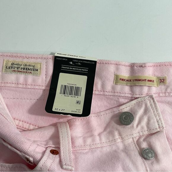 NWT Levi's Premium Jeans Size 32 x 27 Pink Ribcage Straight Ankle Tie Dye‎ - Picture 5 of 14